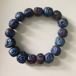 iridescent clay bead bracelet